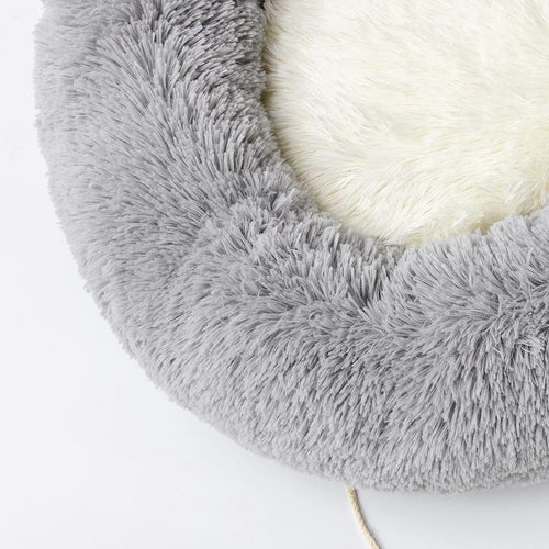 Cozy Plush Cat Bed – 20"x20" Donut Cuddler w/ Non-Slip Base – Machine Washable