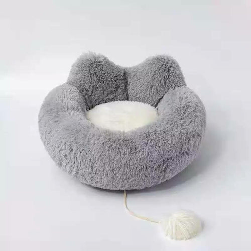 Cozy Plush Cat Bed – 20"x20" Donut Cuddler w/ Non-Slip Base – Machine Washable