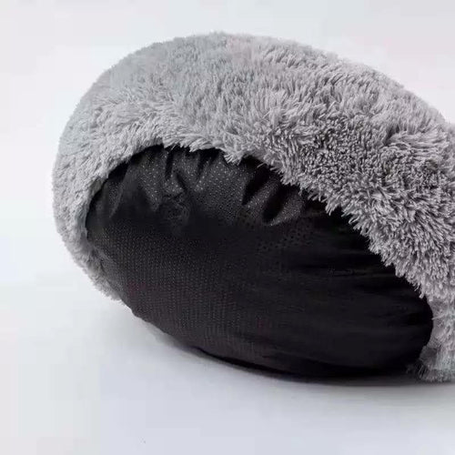Cozy Plush Cat Bed – 20"x20" Donut Cuddler w/ Non-Slip Base – Machine Washable